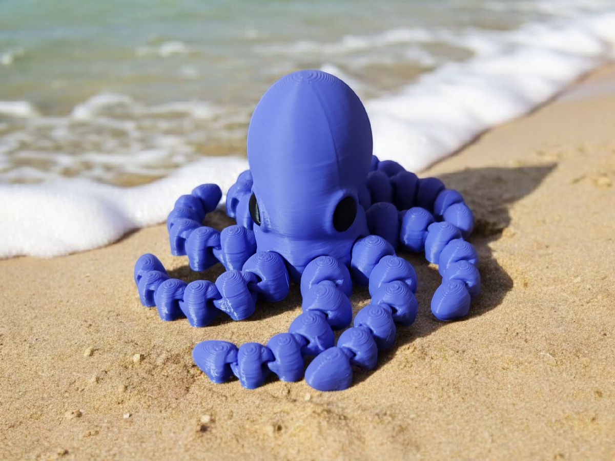 Purple articulated octopus toy with eight flexible tentacles