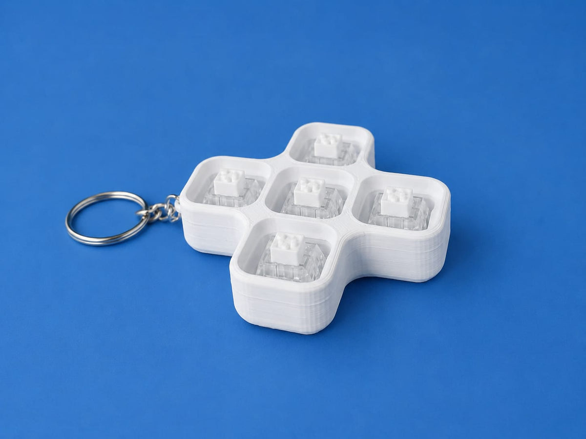 5-Key Plus clicker keychain, white base