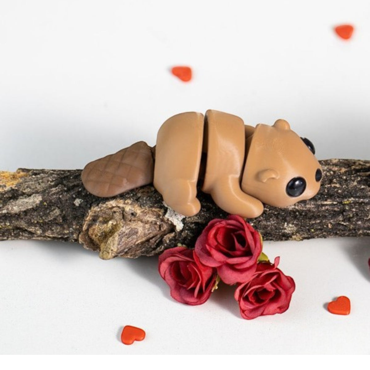 Brown flexible beaver figurine with articulated tail