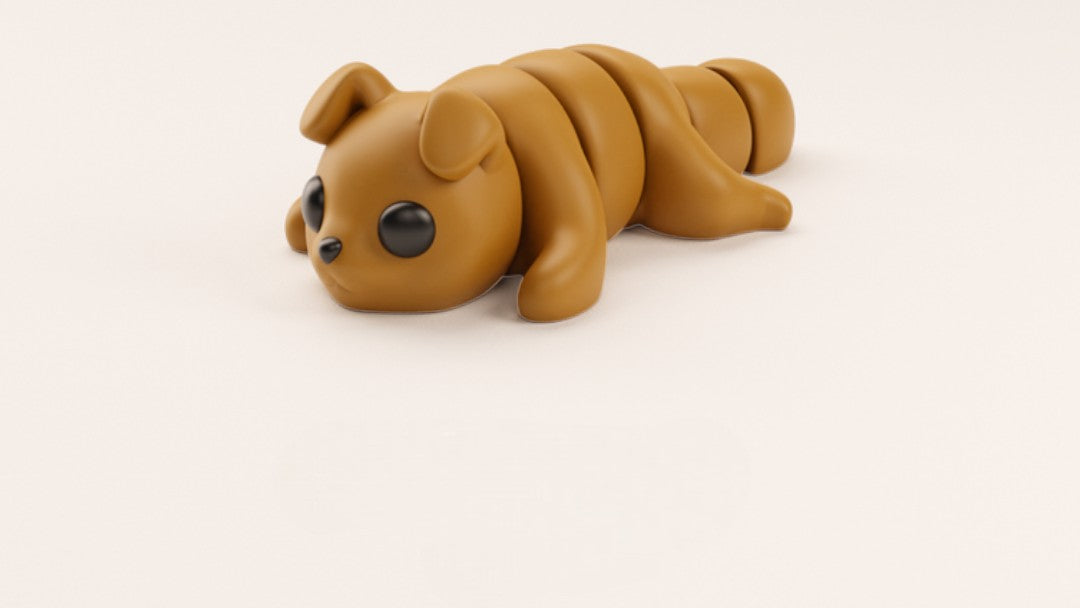 Brown flexible dog figurine with articulated legs