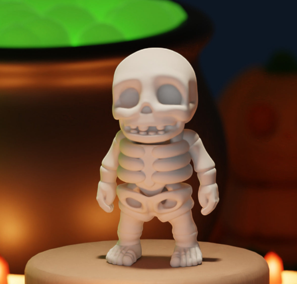 White flexible skeleton figurine with poseable bones